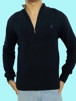 DBELAN Navy Blue half Zipper Sweater