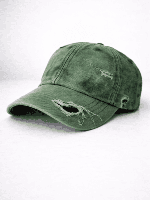 Olive Raw Distress Cap